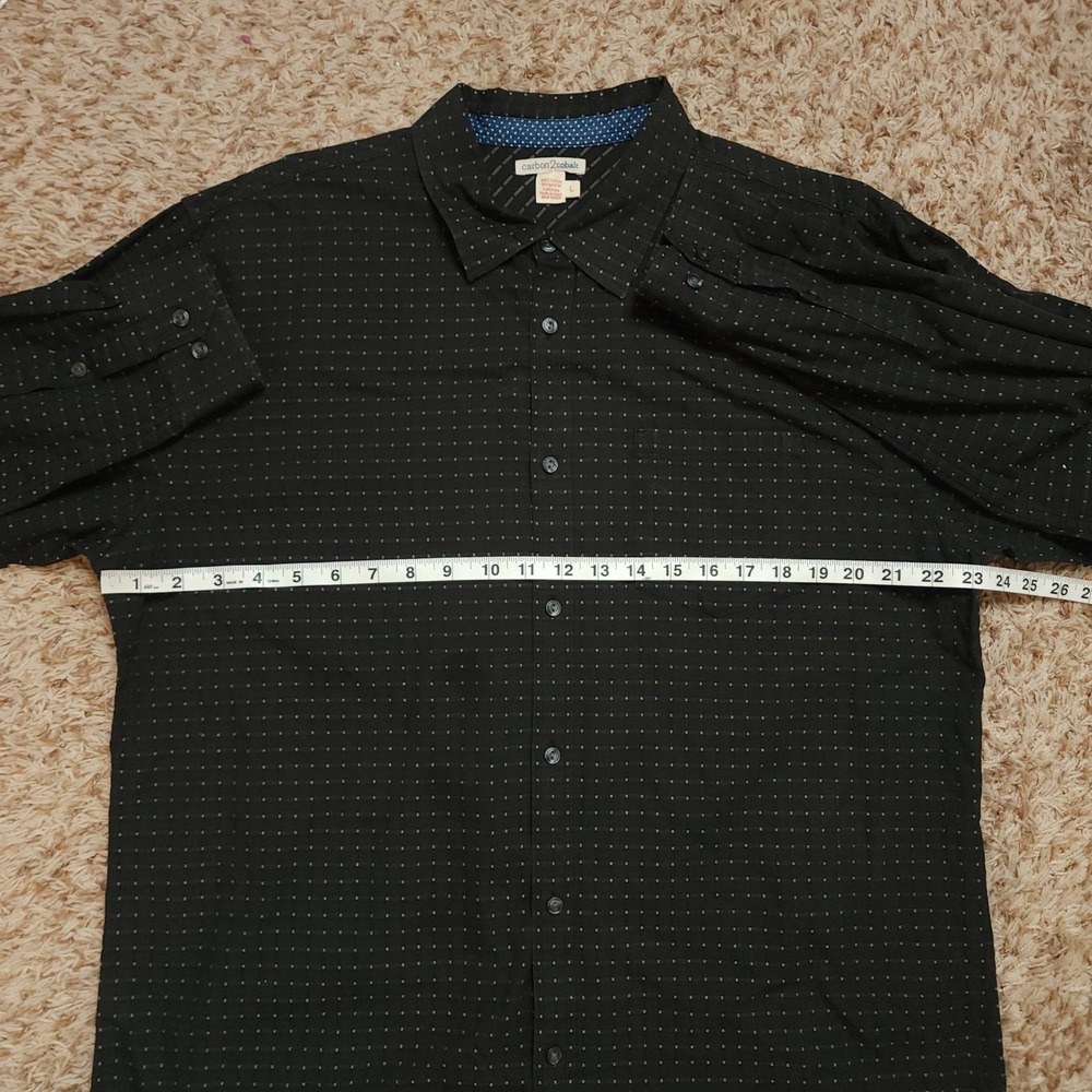 Carbon2cobalt Button Down‎ Shirt Mens Large Black Micro Dot Long Sleeve Cotton - Picture 4 of 7
